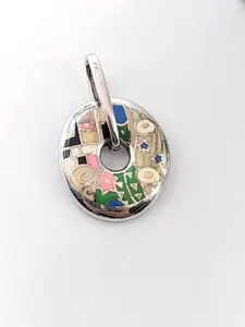 AMONROO 925 Sterling Silver Rhodium-Plated Oval Pendants