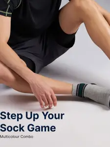 CULT Men Pack of 3 Ankle Length Cotton Socks Multi Colour