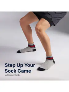 CULT Men Pack of 3 Ankle Length Cotton Socks Multi Colour
