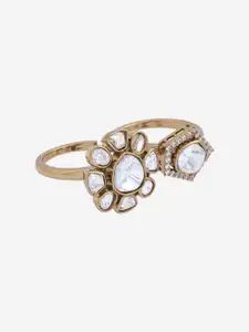 Kushal's Fashion Jewellery Victorian-Plated Kundan-Studded Adjustable Finger Ring