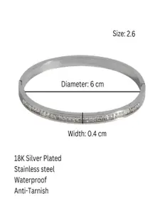 AQUASTREET 18K Rhodium Plated Waterproof Antitarnish Channel-set Bangle Bracelet