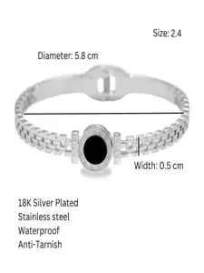 AQUASTREET 18K Rhodium Plated Waterproof Antitarnish Roman Numeral Love Bangle Bracelet