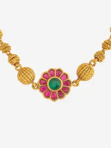 Kushal's Fashion Jewellery Gold-Plated Artificial Stones Antique Link Bracelet