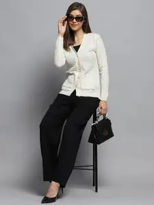 Monte Carlo Women Cable Knit Woollen Front-Open Sweater