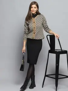 Monte Carlo Women Self Design V-Neck Cardigan Sweaters