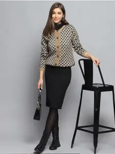 Monte Carlo Women Self Design Woollen Front-Open Sweater