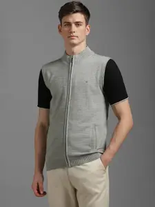 Louis Philippe Men Mock Collar Sweater Vest