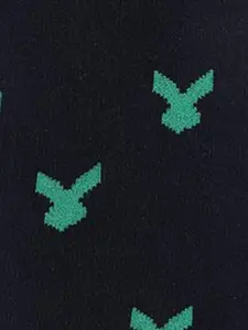 RARE RABBIT Men Black Patterned Cotton Ankle Length Socks LOGER