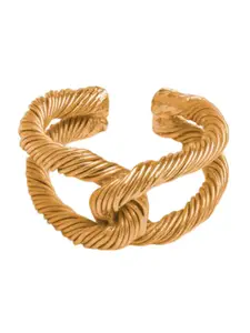 Ethnic Andaz Gold-Plated Threaded Interlocked Adjustable Finger Ring