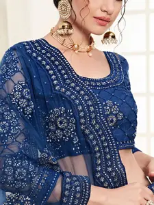 ALIZEH Royal Blue Embroidered Designer Lehnega Choli With Dupatta