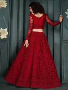 ALIZEH Red Embroidered Floral Lehenga Choli With Dupatta