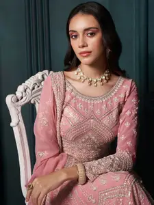 ALIZEH Pink Lakhnavi Lehenga Choli With Dupatta