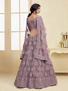ALIZEH Violet Embroidered Net Lehenga Choli With Dupatta