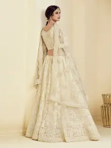 ALIZEH Ivory Color Net Designer Wedding Lehenga Choli With Dupatta