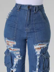 The Roadster Lifestyle Co Women Slim-Fit Mid-Rise Highly Distressed Jeans