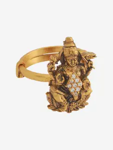 Kushal's Fashion Jewellery Women Gold-Plated 92.5 Pure Silver Temple Finger Ring