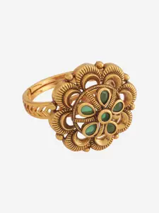 Kushal's Fashion Jewellery Gold Plated Antique Finger Ring