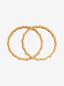 Kushal's Fashion Jewellery Embellished Bridal Set Of 2 92.5 Gold-Plated Bangles
