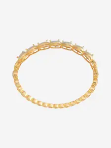 Kushal's Fashion Jewellery Women White Rhodium-Plated Zircon Kada