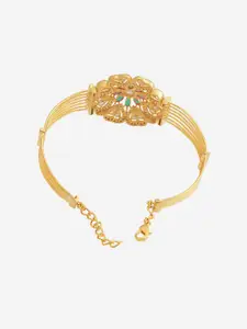 Kushal's Fashion Jewellery Gold-Plated Zircon Diamond Studded Bangle-Style Bracelet