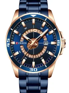Curren Men Brass Dial & Stainless Steel Wrap Around Straps Analogue Watch CR-8359