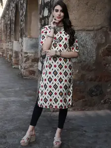 7Threads Women Ethnic Motifs Printed Floral Crepe Kurta