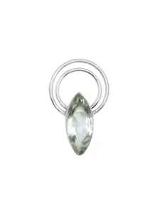 Exotic India Sterling Silver Pendant with Marquise Shaped Green Amethyst