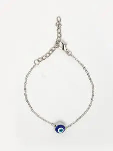 NVR Women Silver-Plated Evil Eye Link Bracelet