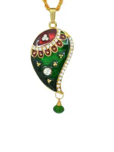 MEMOIR Gold-Plated Stones Studded Pendant With Chain