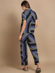 Sweet Dreams  Women Striped Printed Night suit