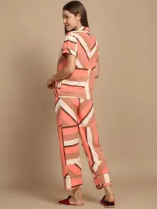 Sweet Dreams Women Striped Printed Night suit