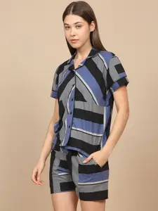 Sweet Dreams Women Lapel Collar Printed Night suit