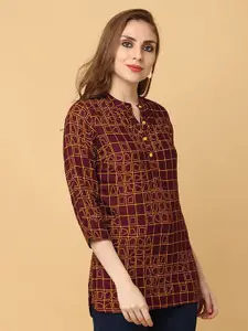 KALINI Women Printed Shirt Collar Pure Cotton Kurti