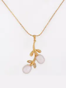 DIAVO 925 Sterling Silver Gold-Plated Pearls Beaded Oval Pendant