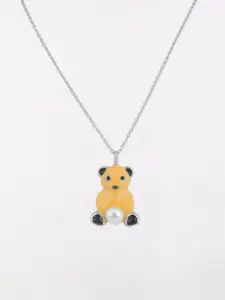 DIAVO 925 Sterling Silver Rhodium-Plated Pearls Animal Shaped Pendant With Chain