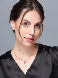 DIAVO 925 Sterling Silver Rose Gold-Plated Pearls Beaded Quirky Pendant