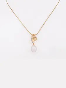 DIAVO 925 Sterling Silver Gold-Plated Pearls Beaded Contemporary Pendant