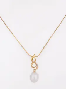 DIAVO 925 Sterling Silver Gold-Plated Pearls Beaded Oval Pendant