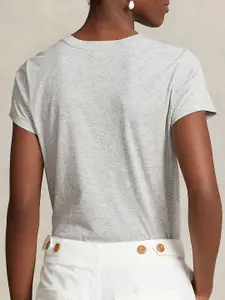 Polo Ralph Lauren Women Solid Round Neck Cotton T-shirt