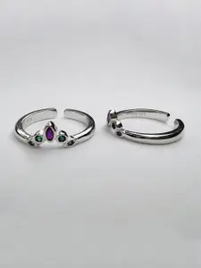 Arte Jewels Silver-Plated Toe Rings