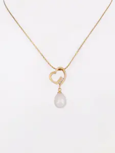 DIAVO 925 Sterling Silver Gold-Plated Pearls Beaded Contemporary Pendant