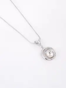 DIAVO 925 Sterling Silver Pearls Beaded Oval Pendant