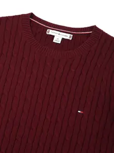 Tommy Hilfiger Women Cotton Self Design Cable Knit Pullover
