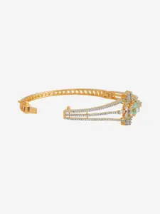 Kushal's Fashion Jewellery Gold-Plated Zircon Stone-Studded Cuff Bracelet