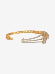 Kushal's Fashion Jewellery Gold-Plated Cubic Zirconia-Studded Cuff Bracelet