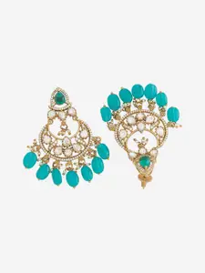 Kushal's Fashion Jewellery Embellished Bridal Gold Plating Contemporary Kundan Chandbalis