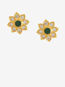 Kushal's Fashion Jewellery 92.5 Silver Gold Plating Star Zircon Temple Studs Earrings