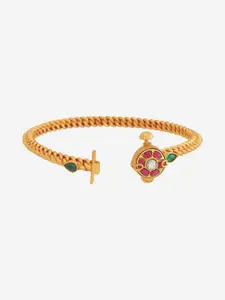Kushal's Fashion Jewellery Embellished Bridal 92.5 Gold-Plated Stone Kada Bracelet