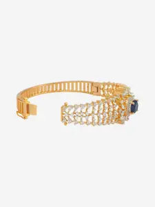 Kushal's Fashion Jewellery Gold Plated Cubic Zirconia Stone Studded Cuff Bracelet