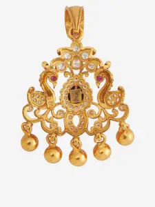 Kushal's Fashion Jewellery Embellished Bridal 92.5 Contemporary Temple Pendant